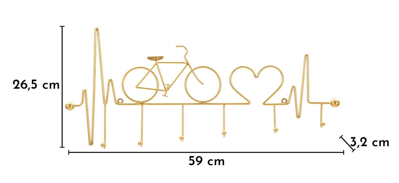 Kapstok Bicycle Wall Hanger Black Gold 59×3,2×26,5 cm