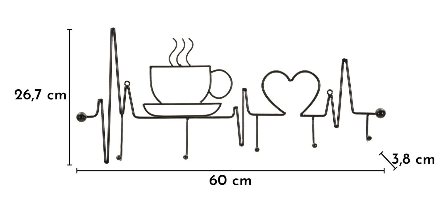 Kapstok Breakfast Wall Hanger Black 60×3,8×26,7 cm