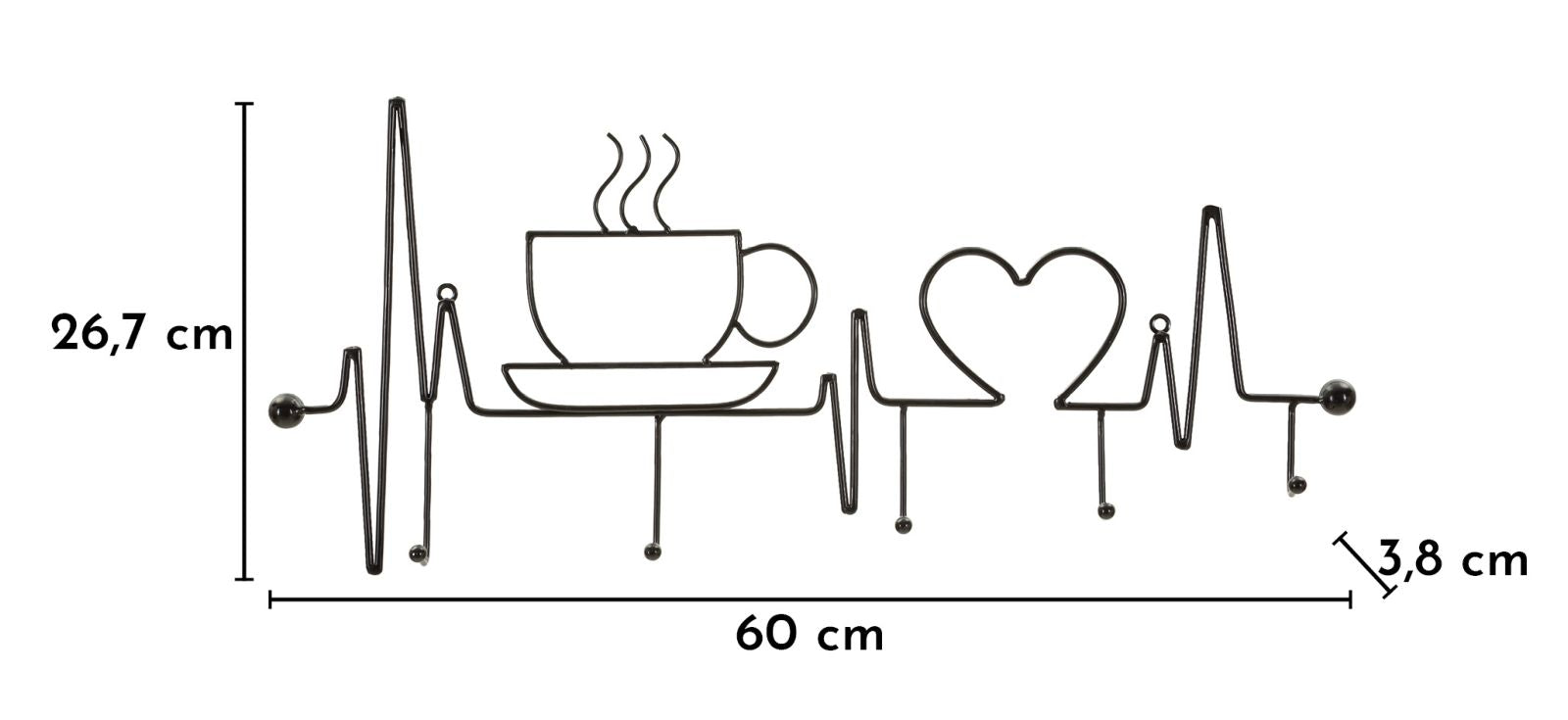 Kapstok Breakfast Wall Hanger Black 60×3,8×26,7 cm
