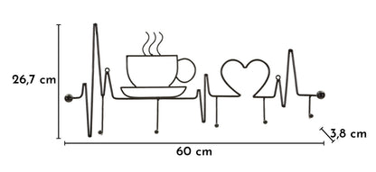 Kapstok Breakfast Wall Hanger Black 60×3,8×26,7 cm