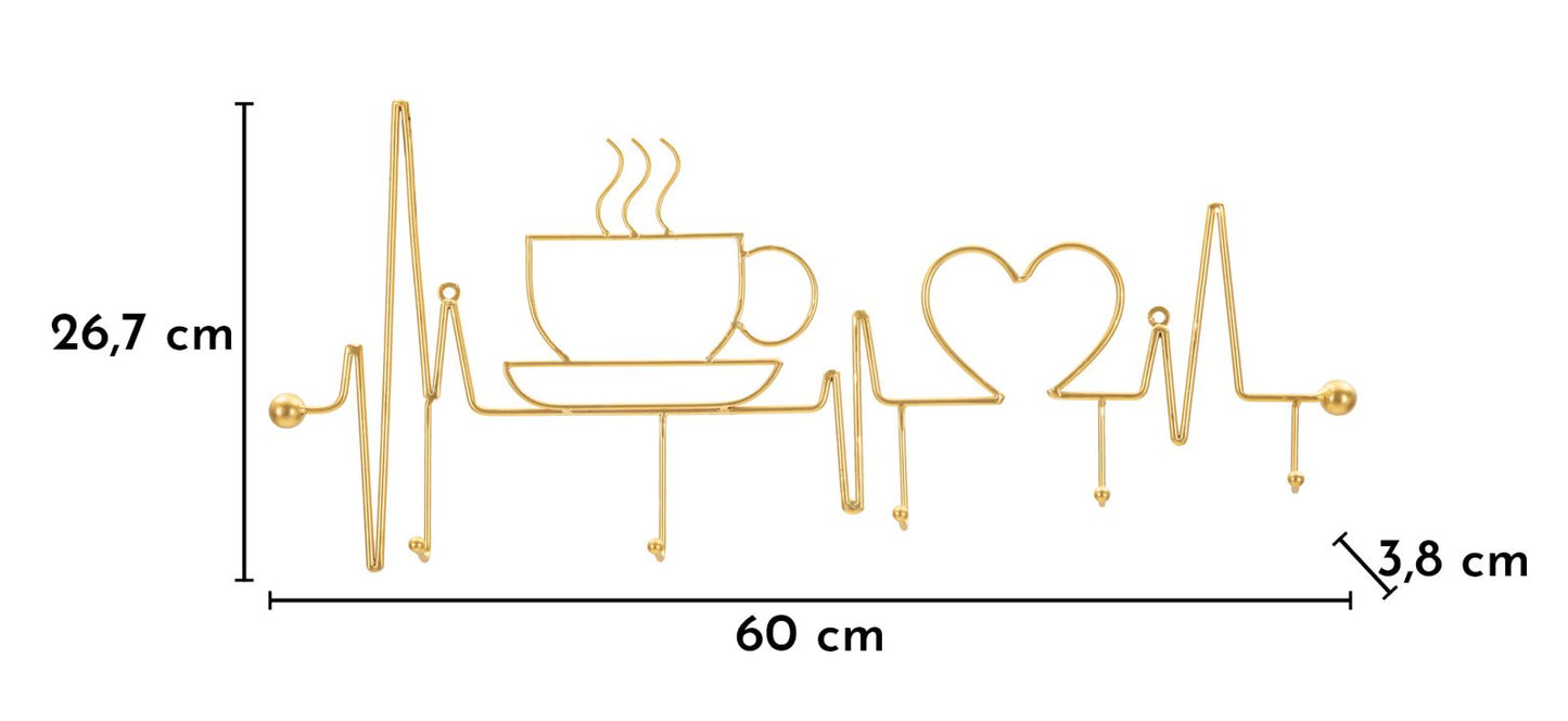 Kapstok Breakfast Wall Hanger Gold 60×3,8×26,7 cm