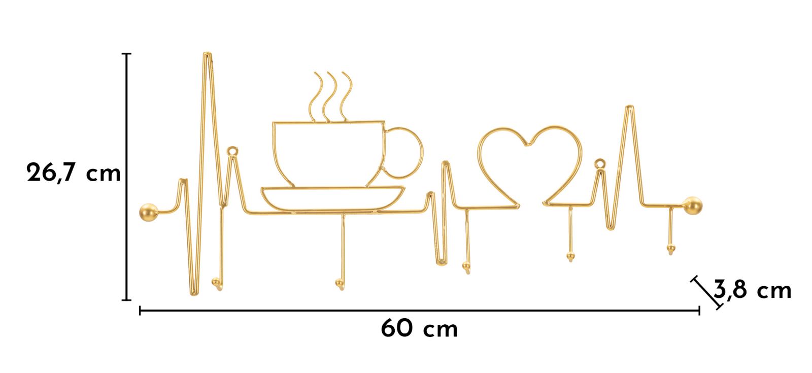 Kapstok Breakfast Wall Hanger Gold 60×3,8×26,7 cm