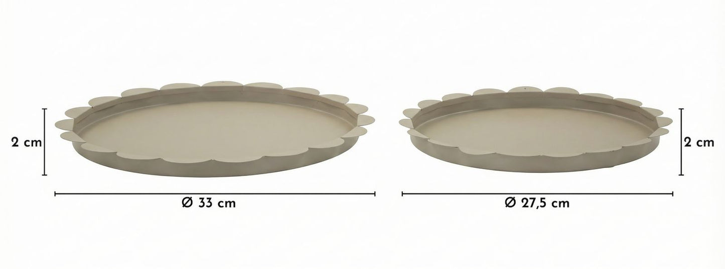 Dienblad Saturn Tray Round Dove Grey Set 2 Pcs Ø 33×2 cm
