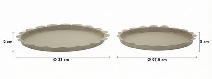 Dienblad Saturn Tray Round Dove Grey Set 2 Pcs Ø 33×2 cm