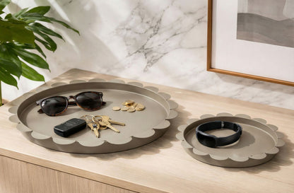 Dienblad Saturn Tray Round Dove Grey Set 2 Pcs Ø 33×2 cm