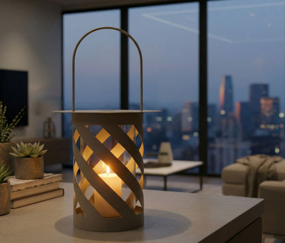 Lantaarn Twist Saturn Lantern Dove Grey Ø 23×43 cm
