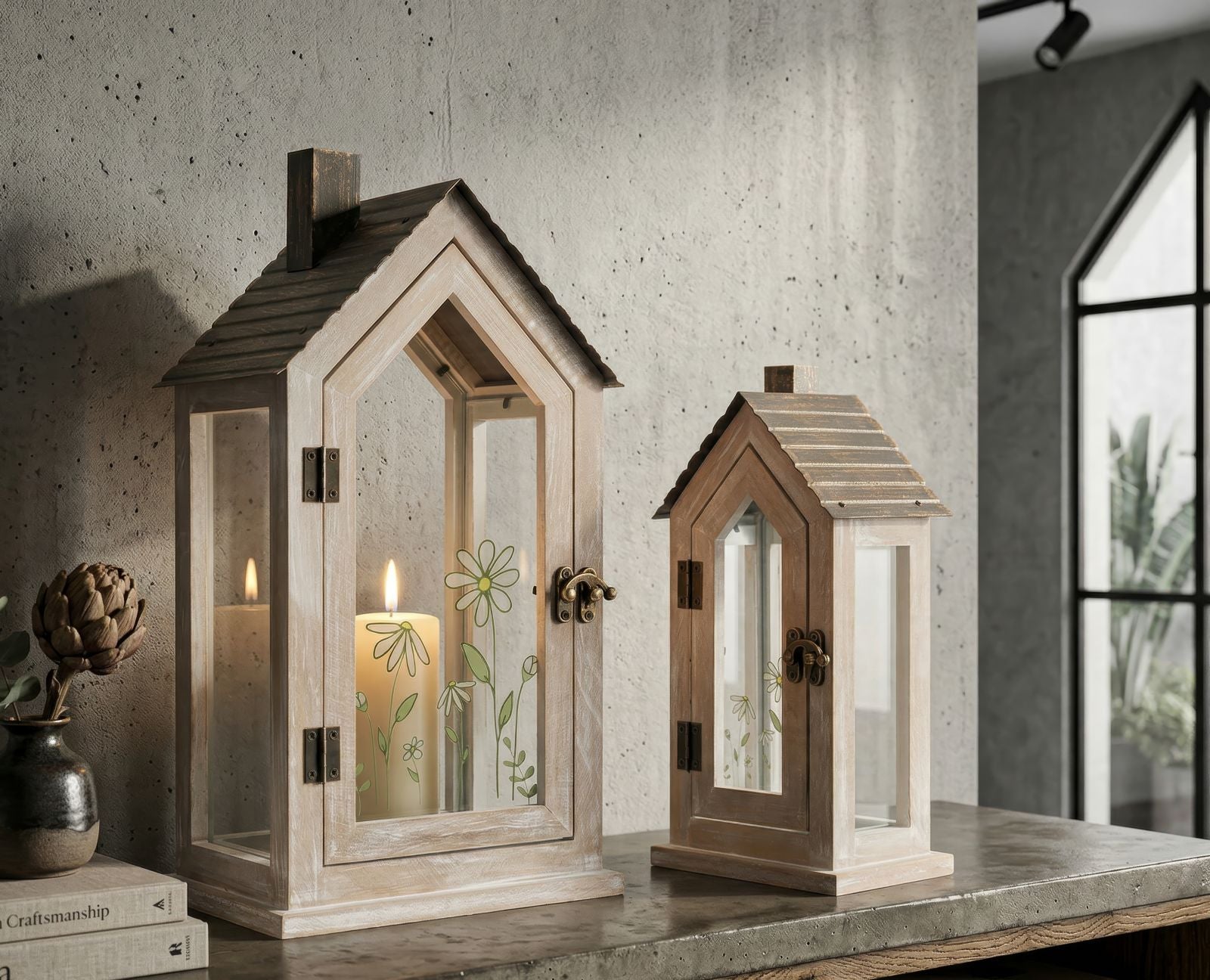 Lantaarn Flower Lantern Set 2 Pcs 18×13×36 cm