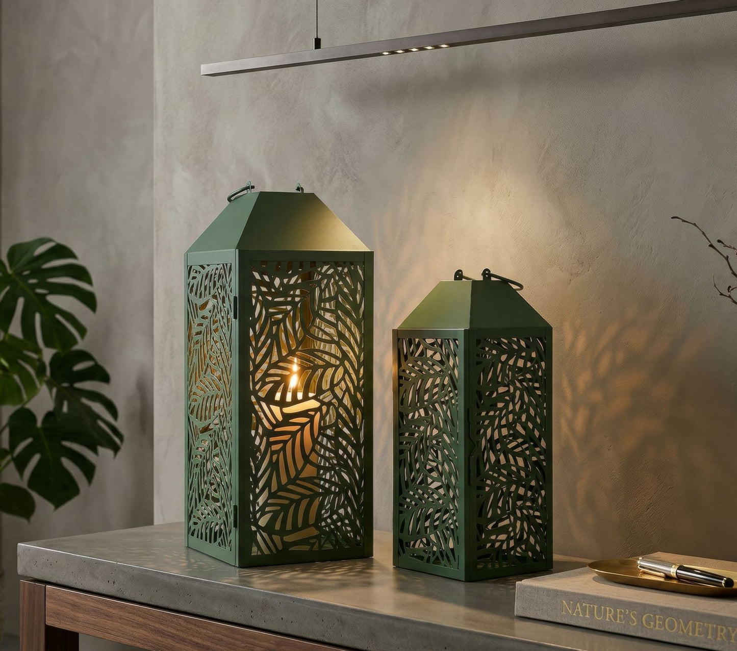 Lantaarn Carving Lantern Set 2 Pcs 17,8×17,8×44 cm
