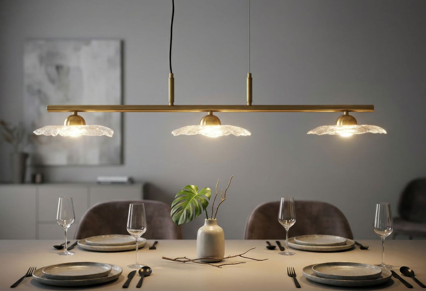 Plafondlamp Emily 3 Light Ceiling Lamp Trasparent Glass 100×24×18 cm