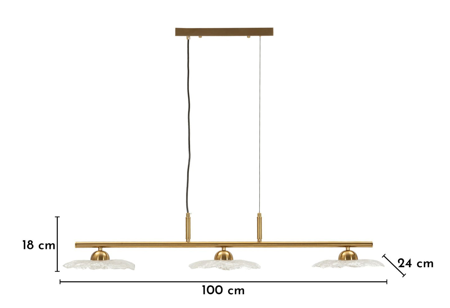 Plafondlamp Emily 3 Light Ceiling Lamp Trasparent Glass 100×24×18 cm