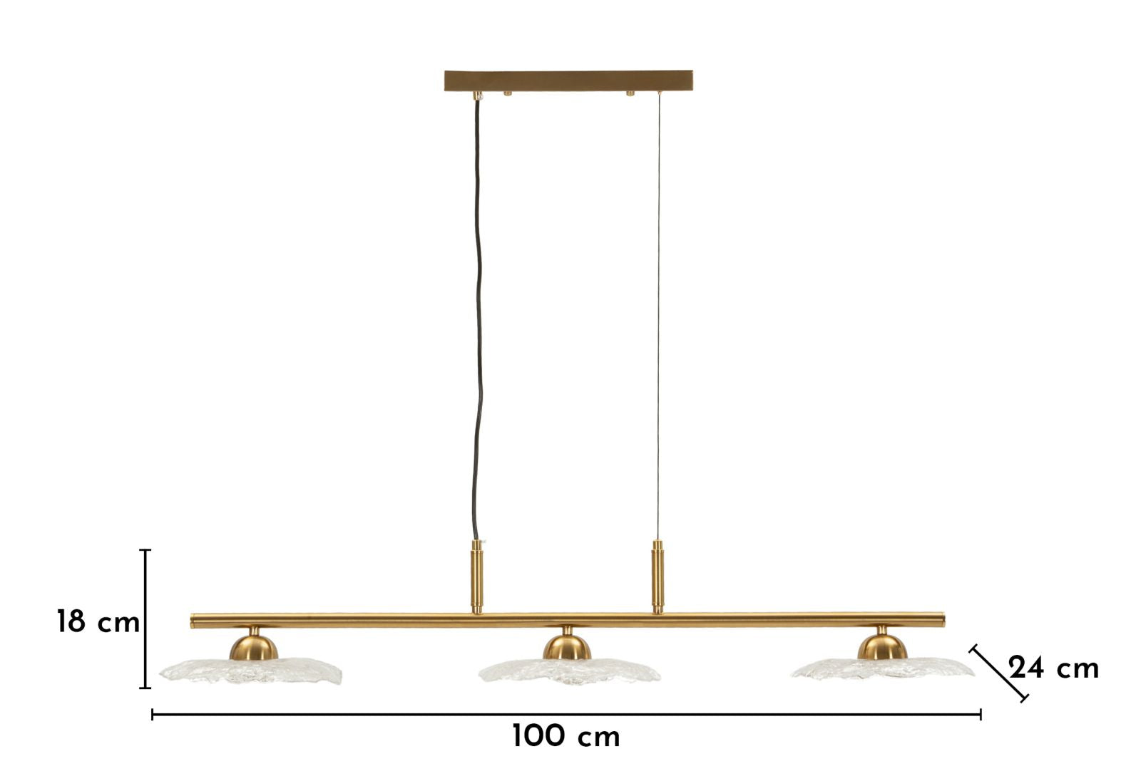Plafondlamp Emily 3 Light Ceiling Lamp Trasparent Glass 100×24×18 cm