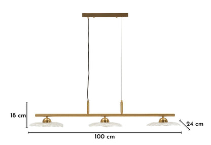 Plafondlamp Emily 3 Light Ceiling Lamp Trasparent Glass 100×24×18 cm