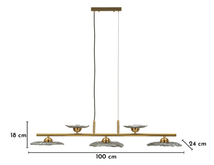 Plafondlamp Emily 5 Light Ceiling Lamp Grey Glass 100×24×18 cm