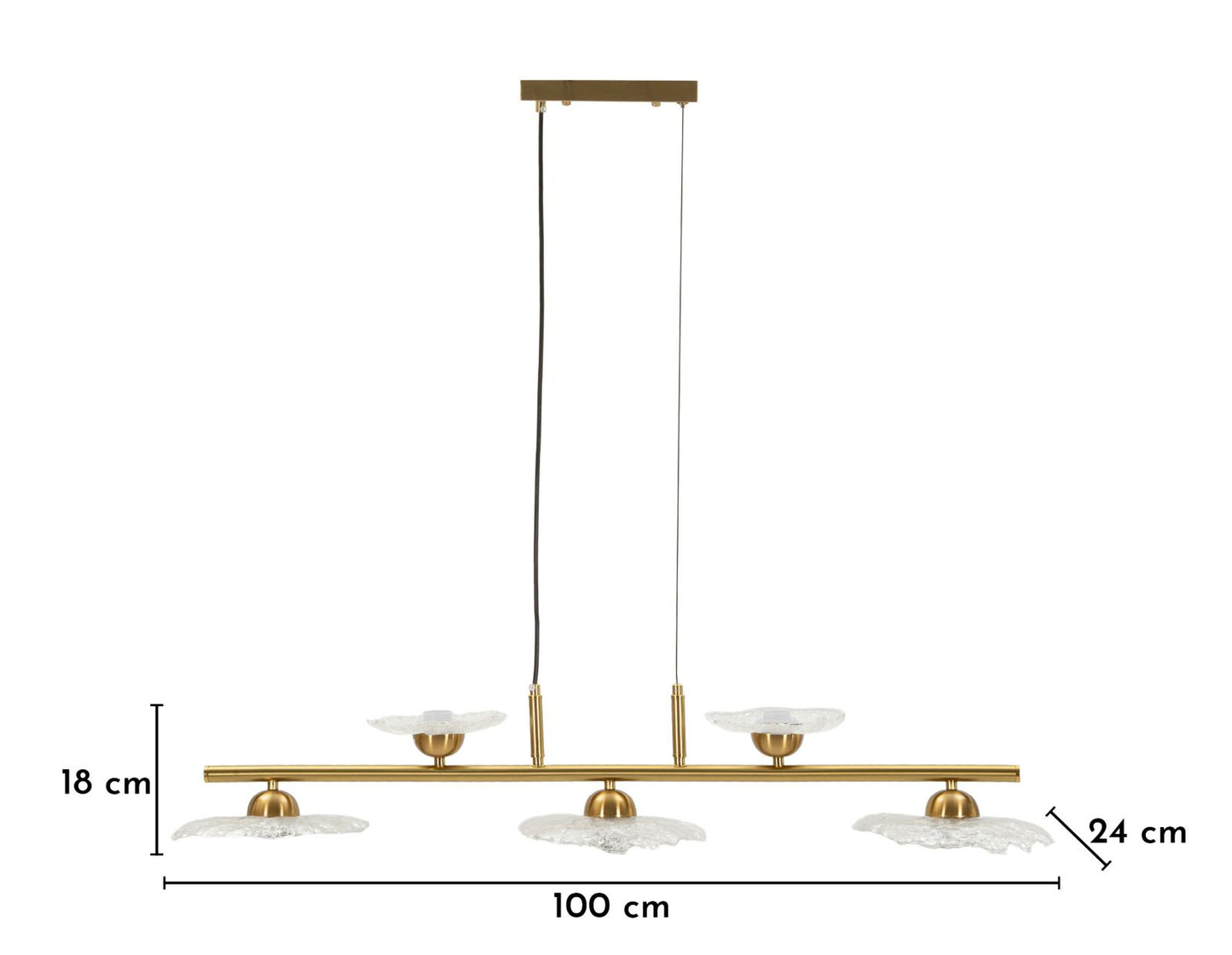 Plafondlamp Emily 5 Light Ceiling Lamp Trasparent Glass 100×24×18 cm