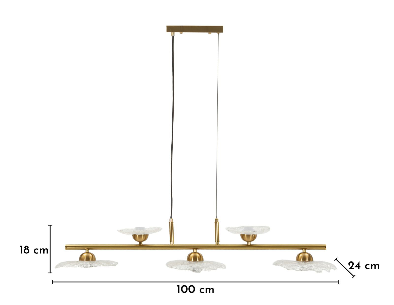 Plafondlamp Emily 5 Light Ceiling Lamp Trasparent Glass 100×24×18 cm