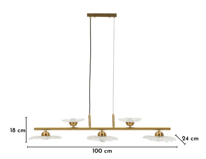 Plafondlamp Emily 5 Light Ceiling Lamp Trasparent Glass 100×24×18 cm
