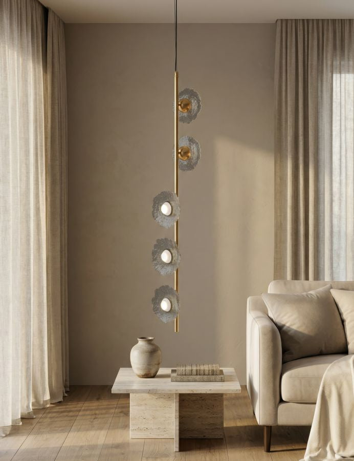 Plafondlamp Emily Vertical Ceiling Lamp Grey Glass 15×16×110 cm