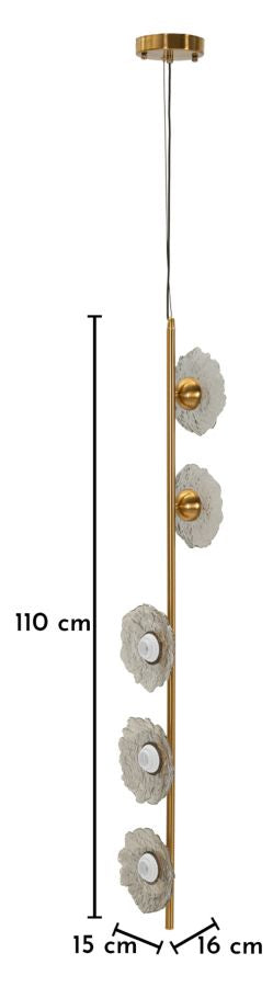 Plafondlamp Emily Vertical Ceiling Lamp Grey Glass 15×16×110 cm
