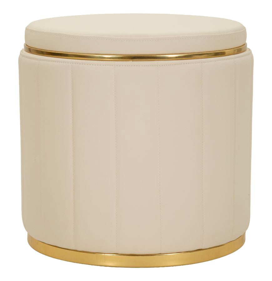 Poef London Pouf With Storage Cream Ø 46,5×44 cm