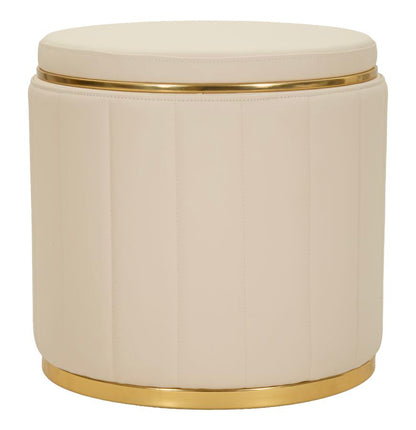Poef London Pouf With Storage Cream Ø 46,5×44 cm