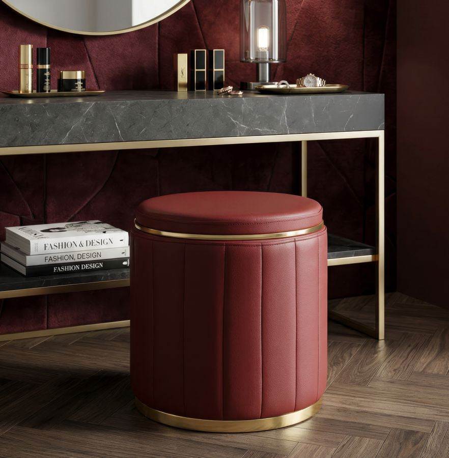 Poef London Pouf With Storage Red Ø 46,5×44 cm