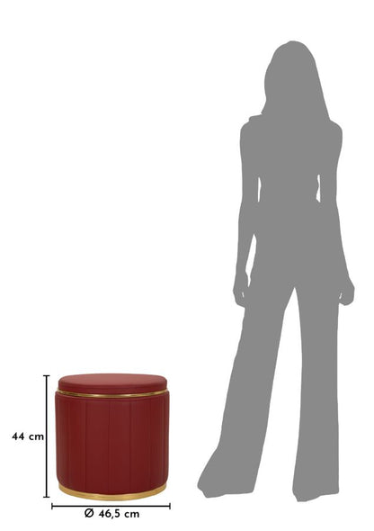 Poef London Pouf With Storage Red Ø 46,5×44 cm