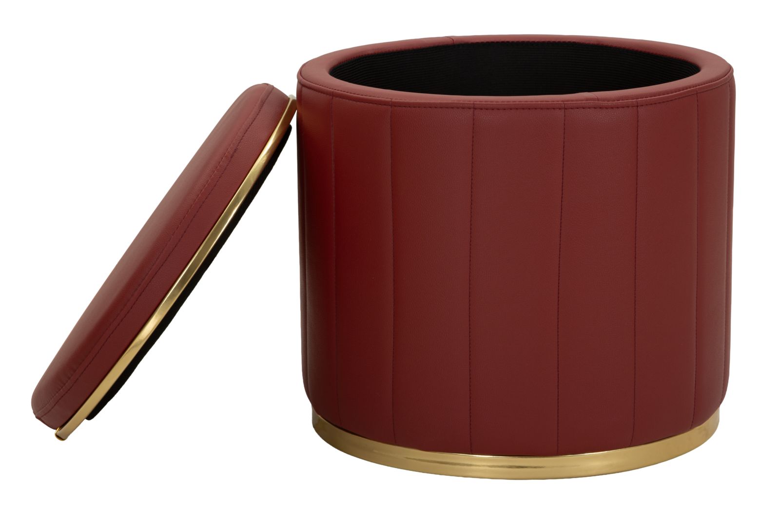 Poef London Pouf With Storage Red Ø 46,5×44 cm