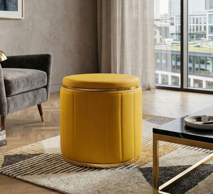 Poef London Pouf With Storage Mustard Ø 46,5×44 cm