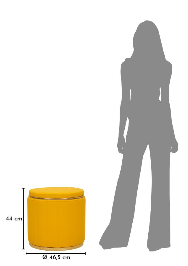 Poef London Pouf With Storage Mustard Ø 46,5×44 cm