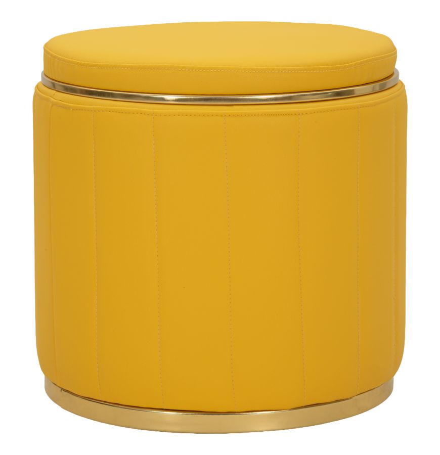Poef London Pouf With Storage Mustard Ø 46,5×44 cm