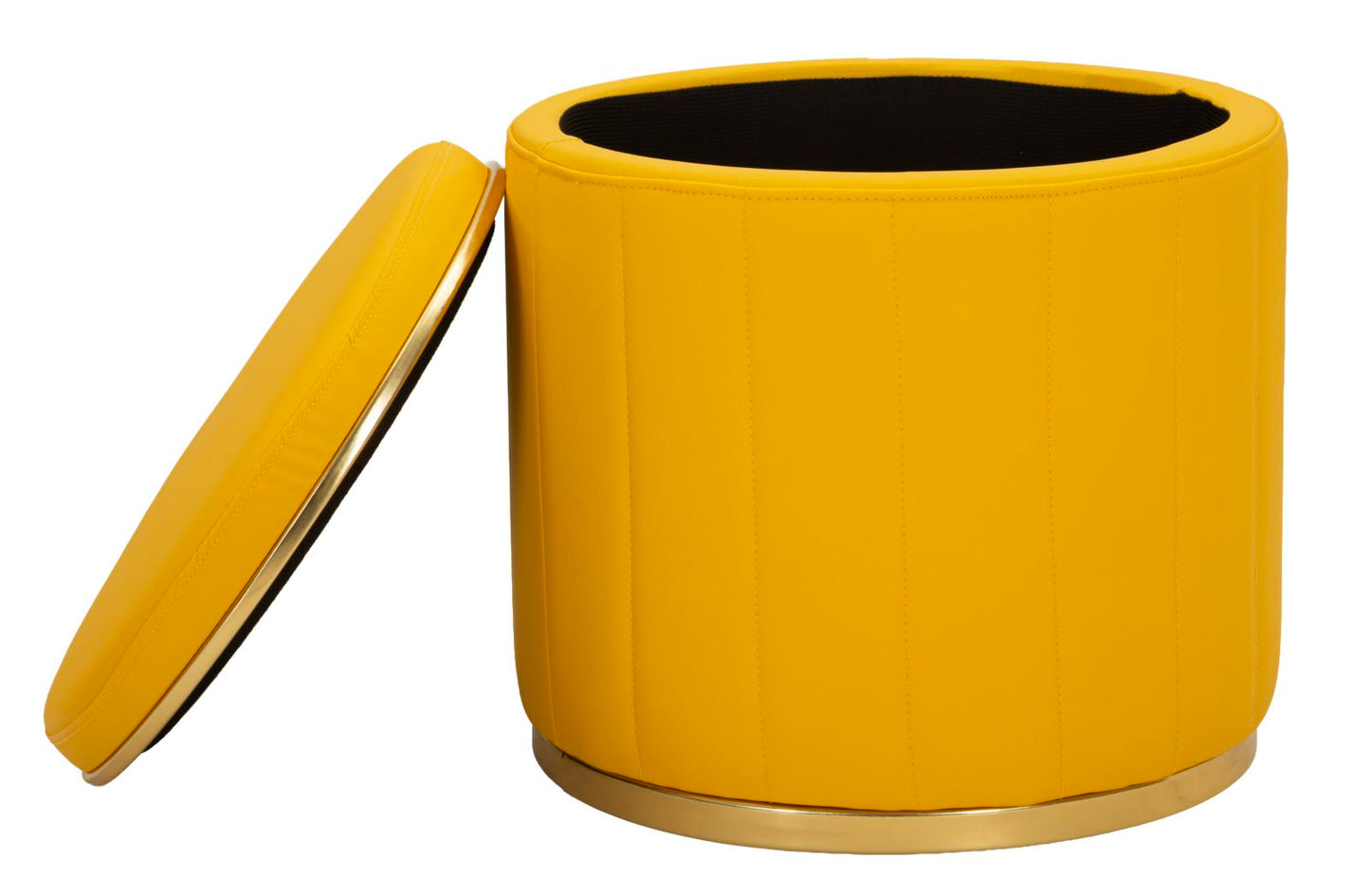 Poef London Pouf With Storage Mustard Ø 46,5×44 cm