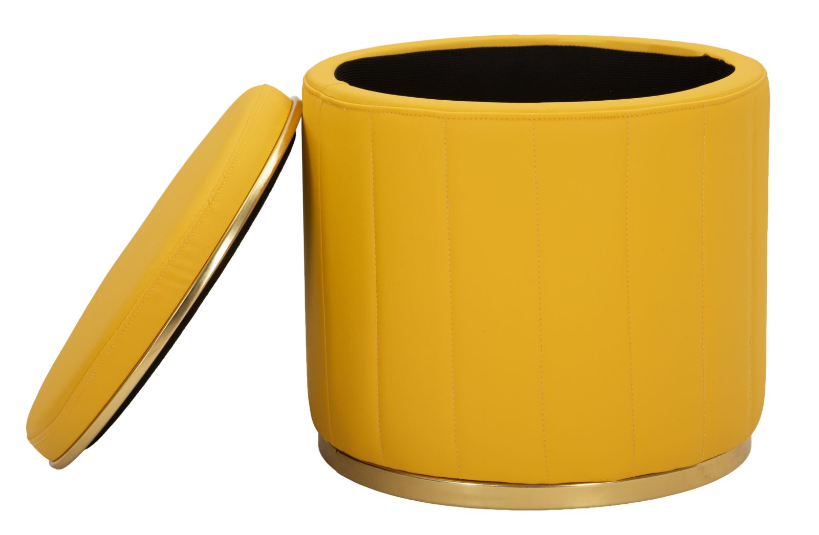 Poef London Pouf With Storage Mustard Ø 46,5×44 cm