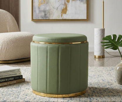 Poef London Pouf With Storage Green Ø 46,5×44 cm