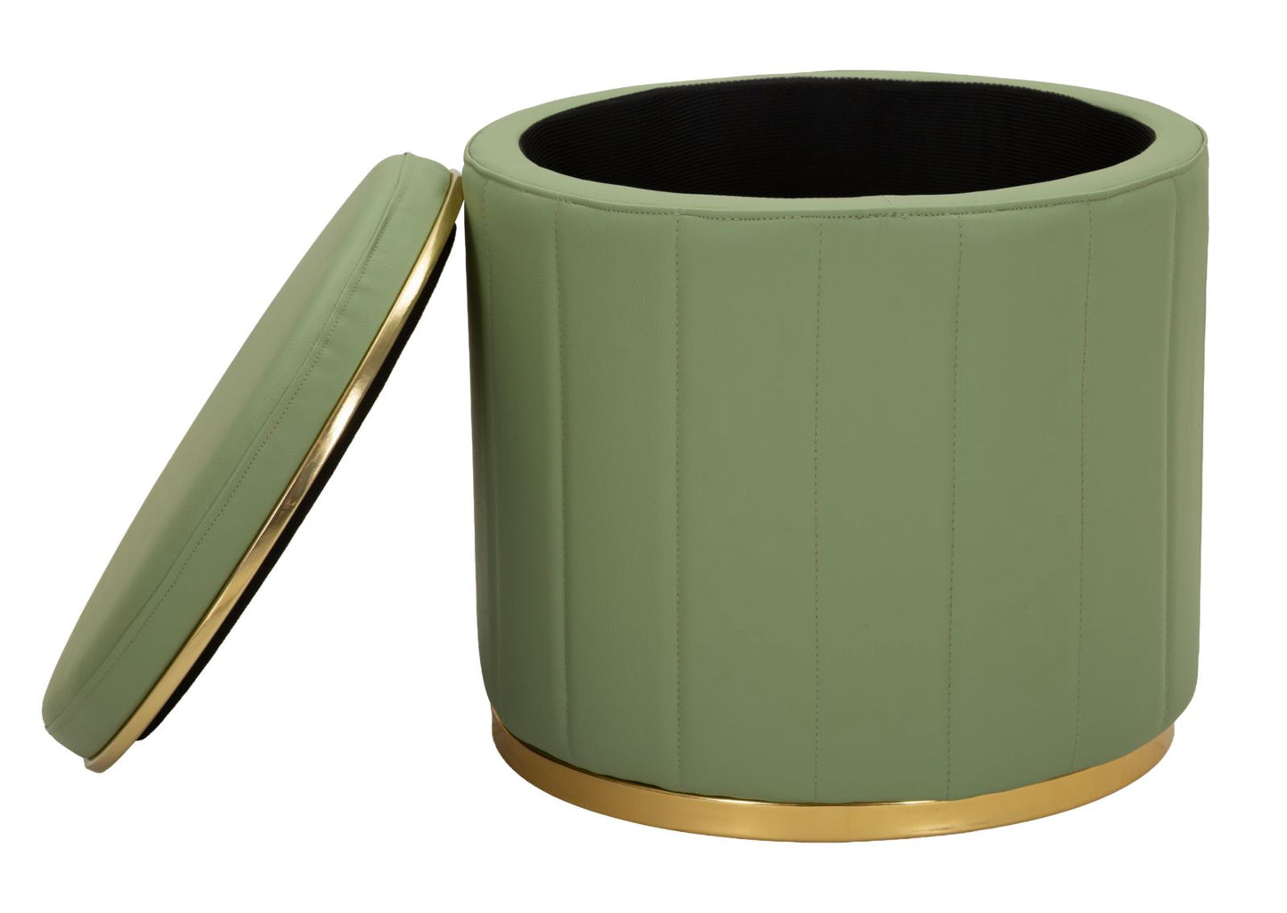 Poef London Pouf With Storage Green Ø 46,5×44 cm