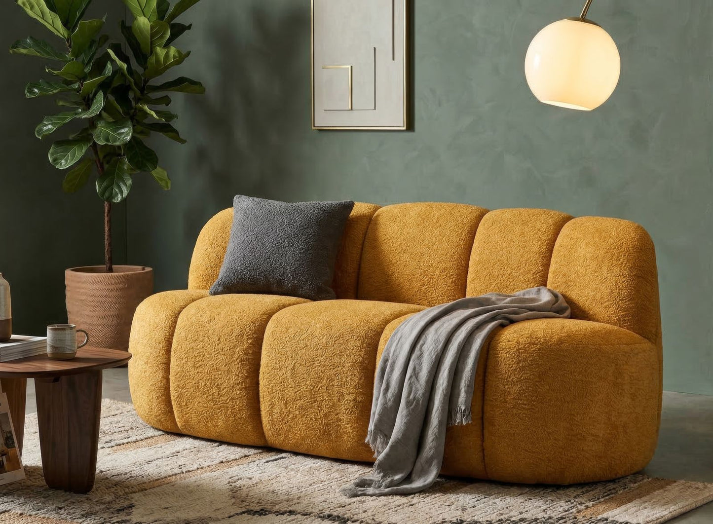 Bank Ball 2 Seat Sofa' Mustard 145×80×69 cm