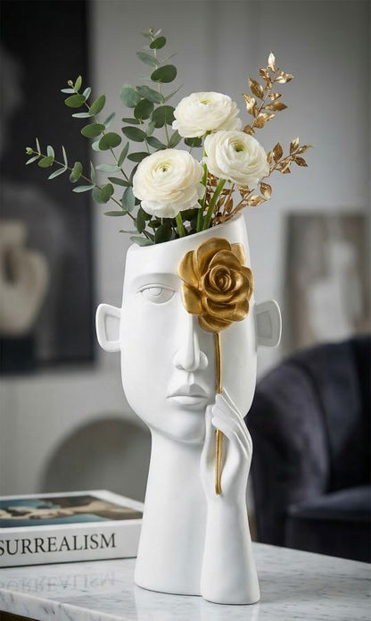 Vaas Vaso Face C/fiore 14×13×27 cm