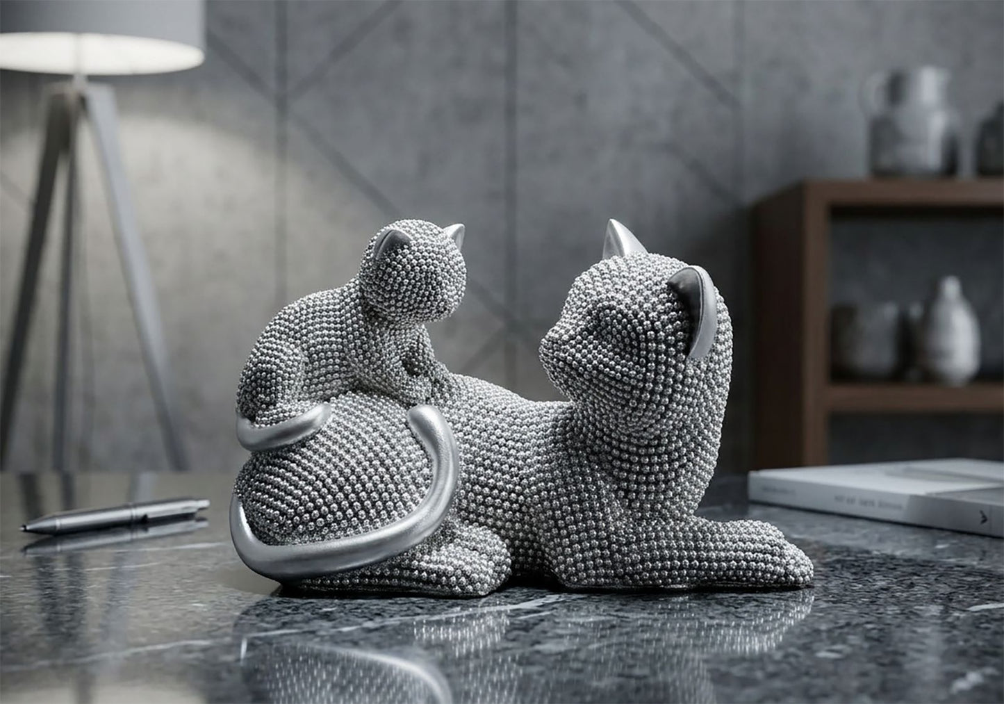 Decoratie Cat Sparky With Kid 19×9×13 cm