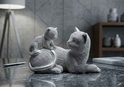 Decoratie Cat Sparky With Kid 19×9×13 cm