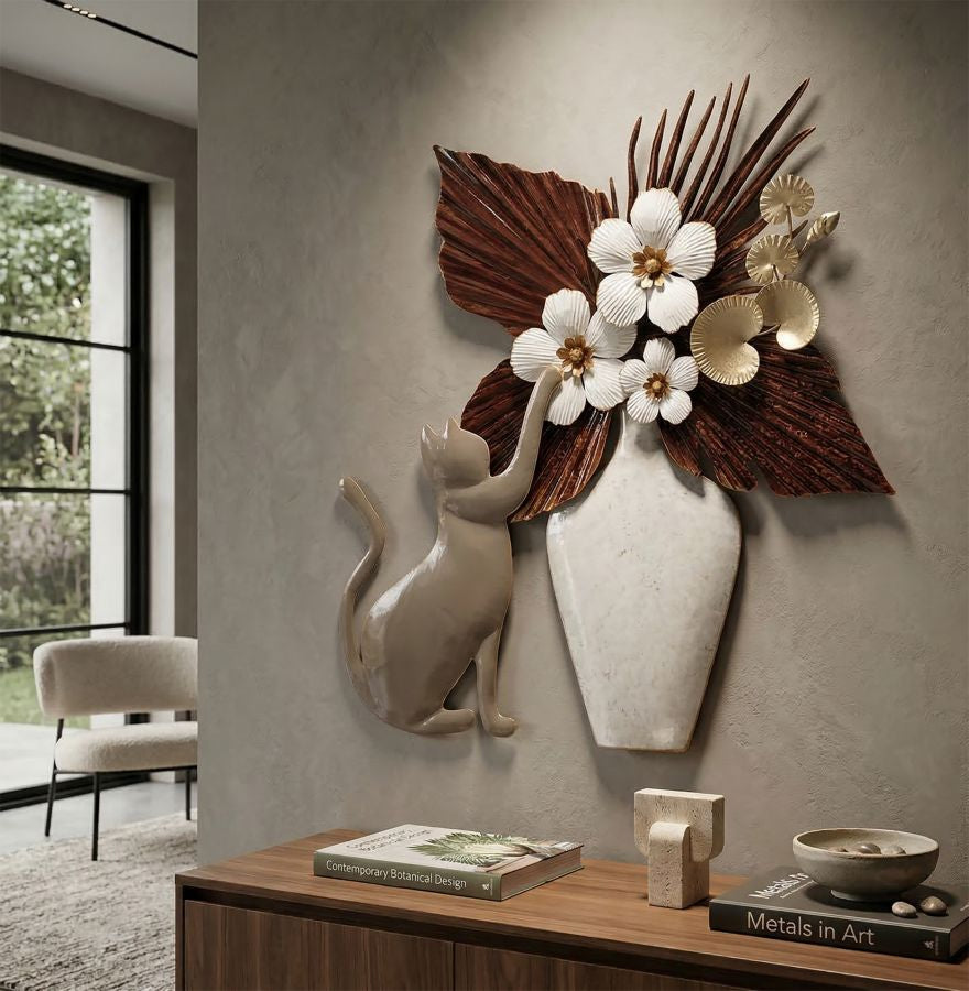 Wanddecoratie Cat 54,6×8,9×59,7 cm