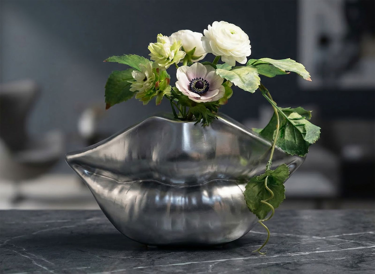Vaas Mouth Jar Lip Silver 23×8×12 cm