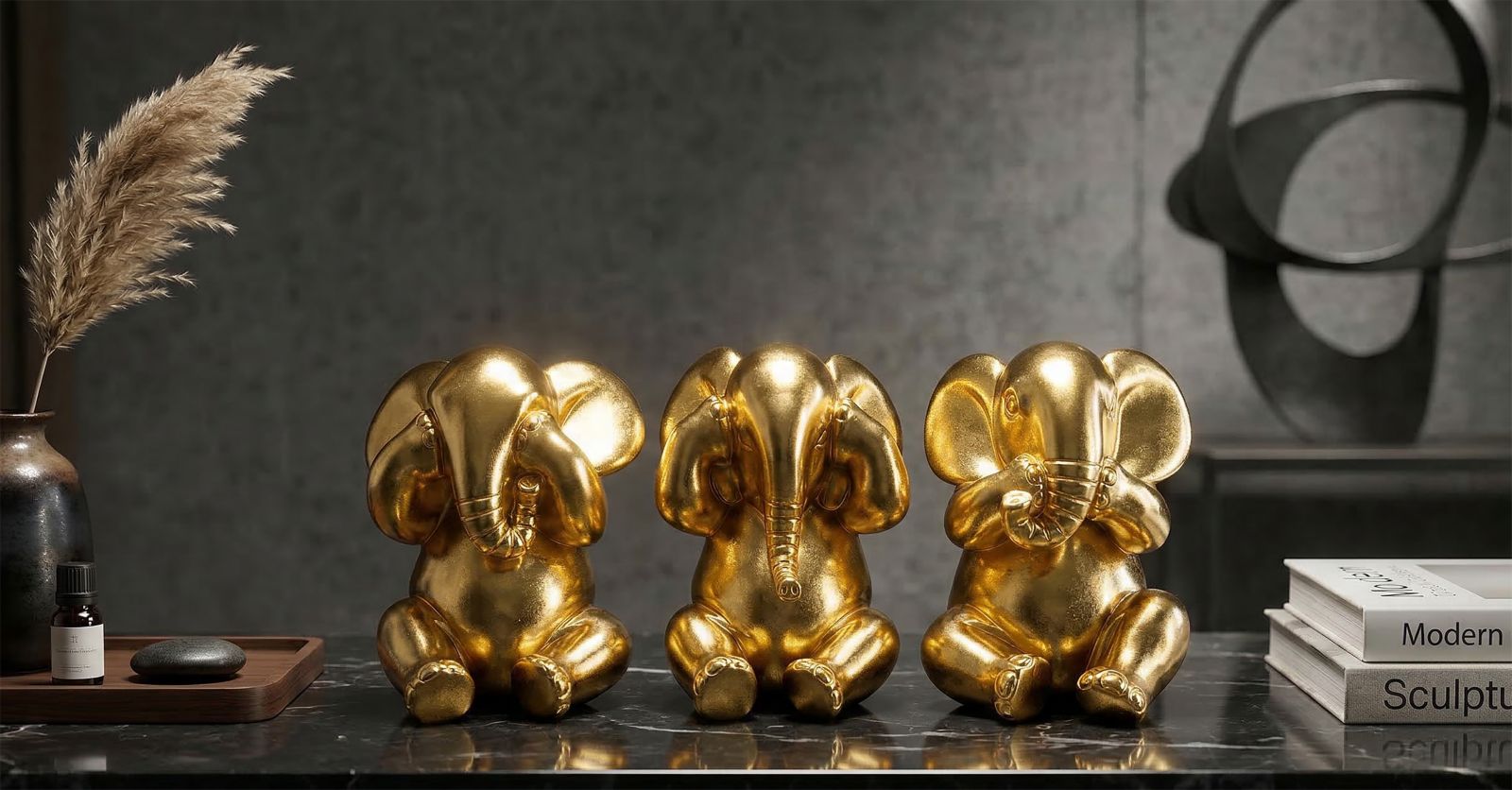 Decoratie Elephant Set 3 Pcs Ø 15,5×20,5 cm