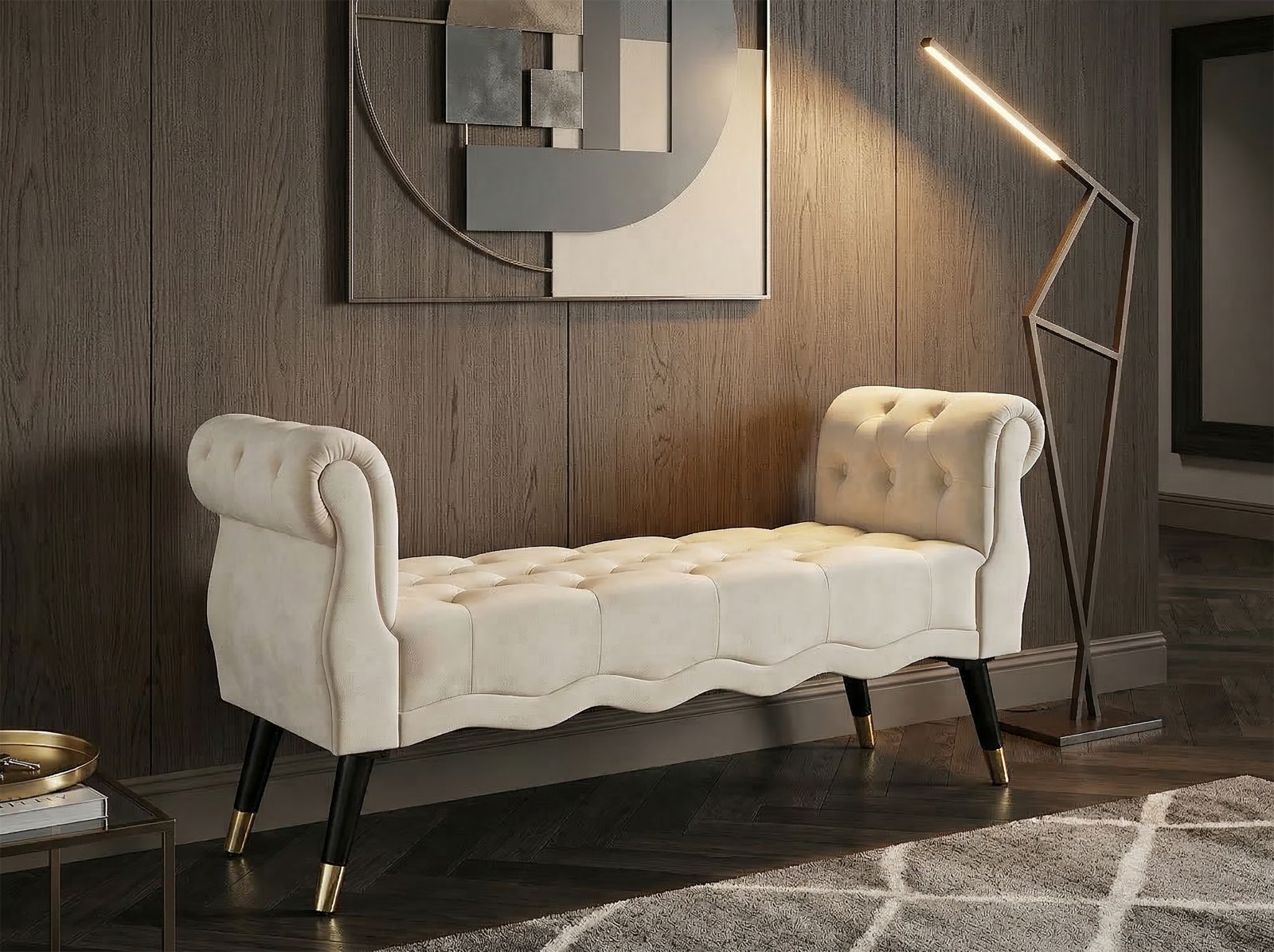 Bankje Paris Crema/gold 120×40×60 cm