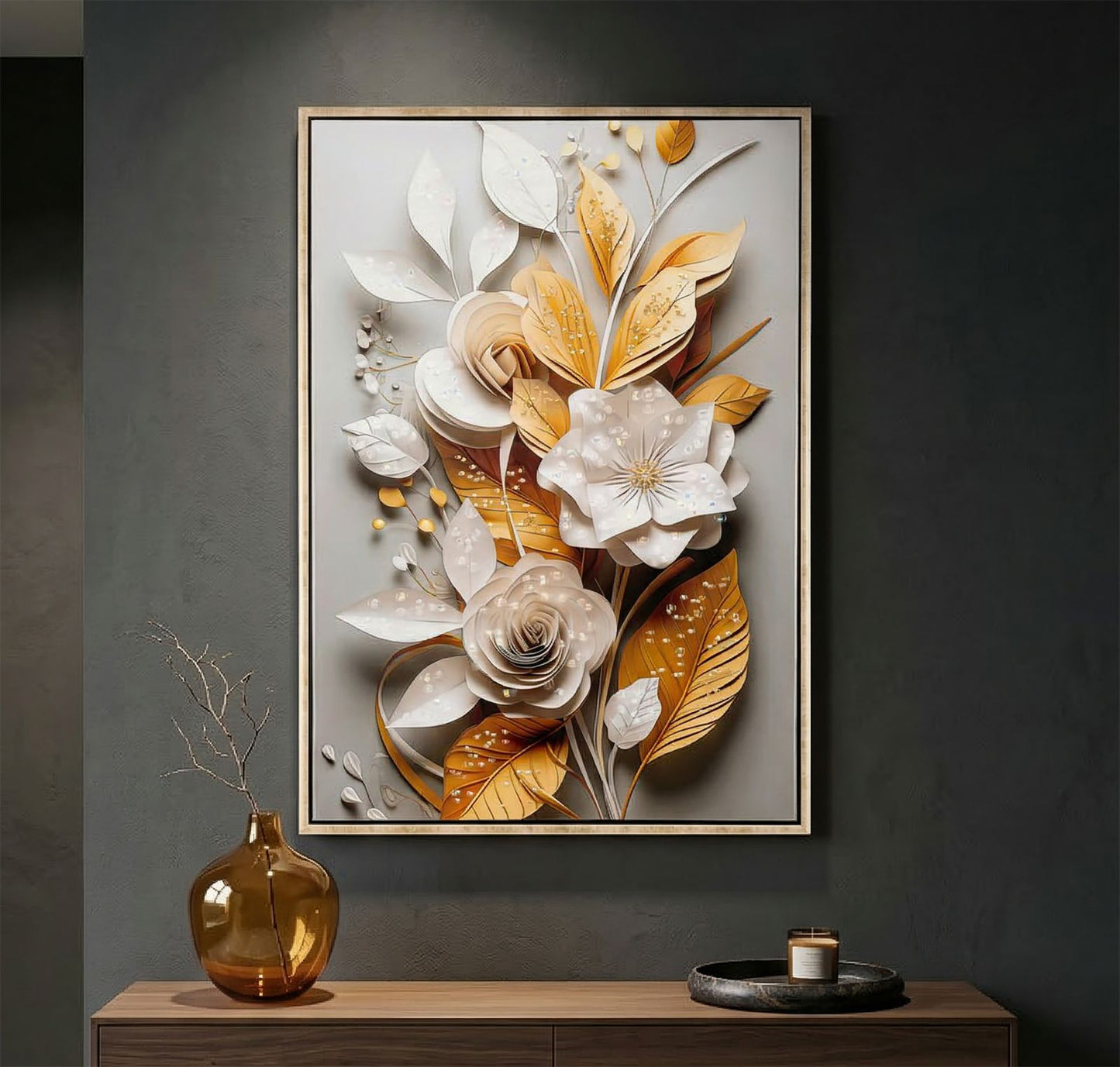 Schilderij Laquared Wall Panting With Frame Flora 42×3,5×62 cm