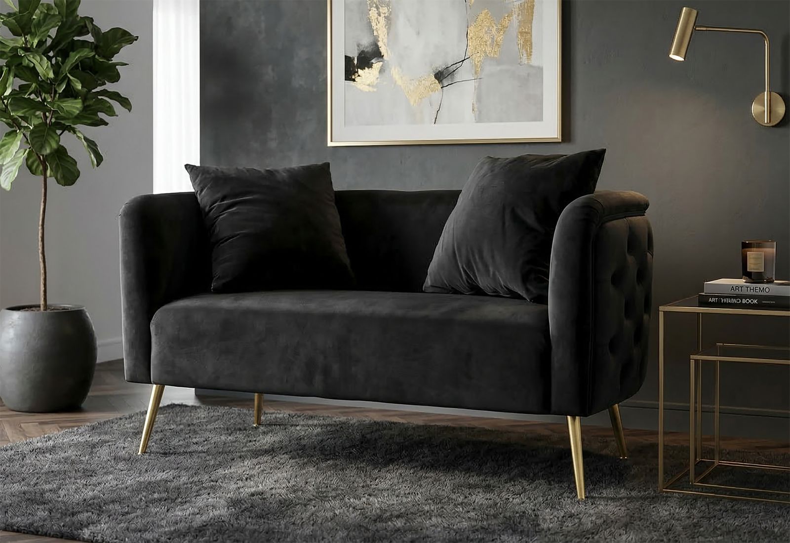 Bank Bucarest Black 127×74×71 cm