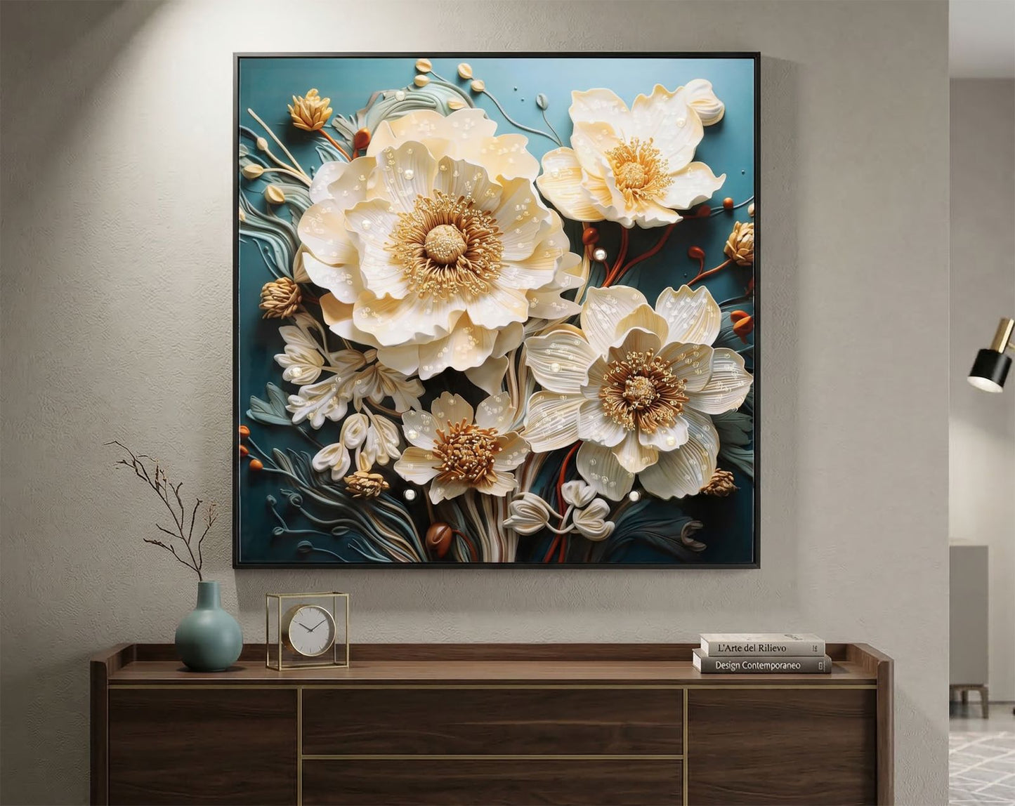 Schilderij Laquared Wall Panting With Frame Narcy -b- 82×4×82 cm