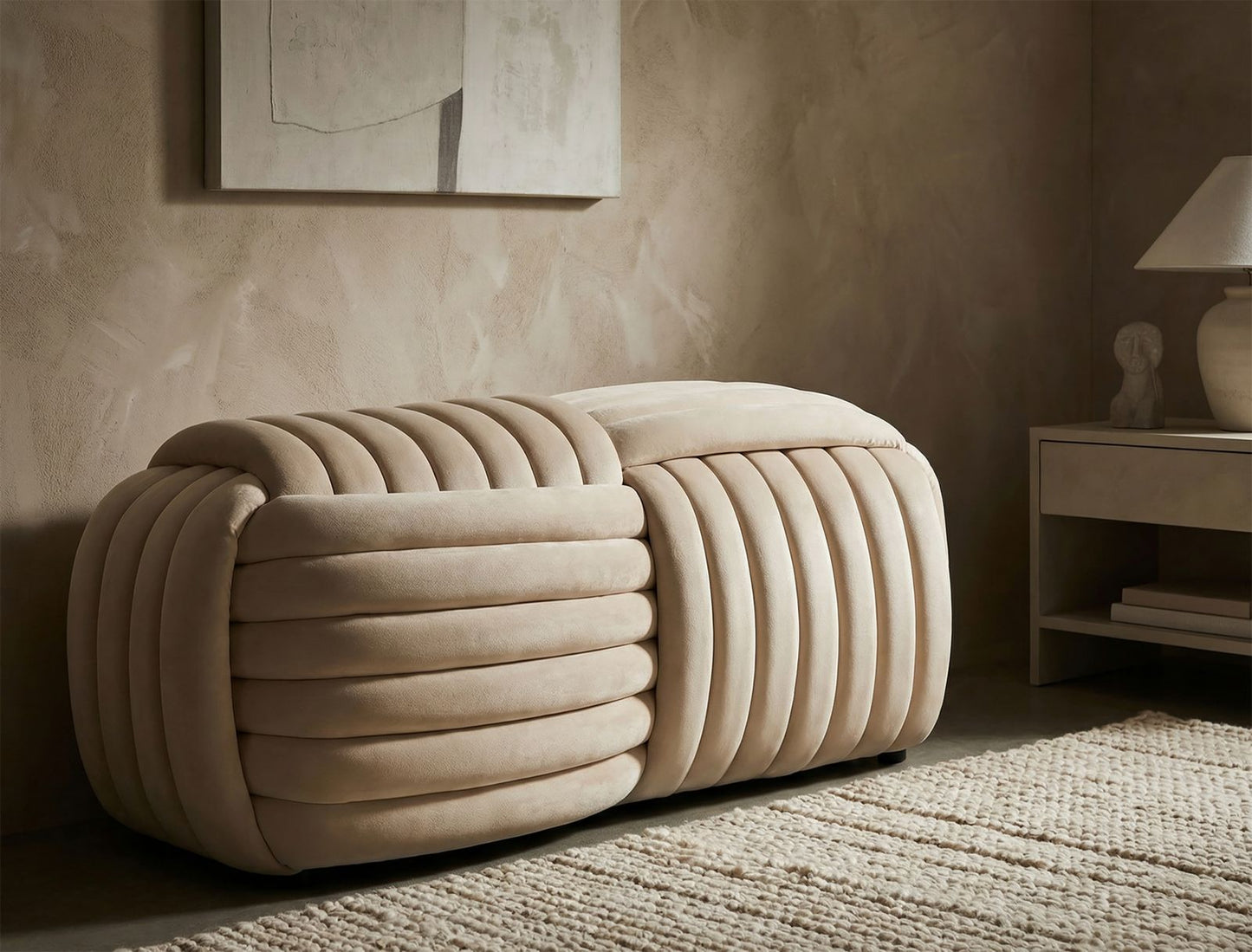 Bankje Softy Cream 90×45×45 cm