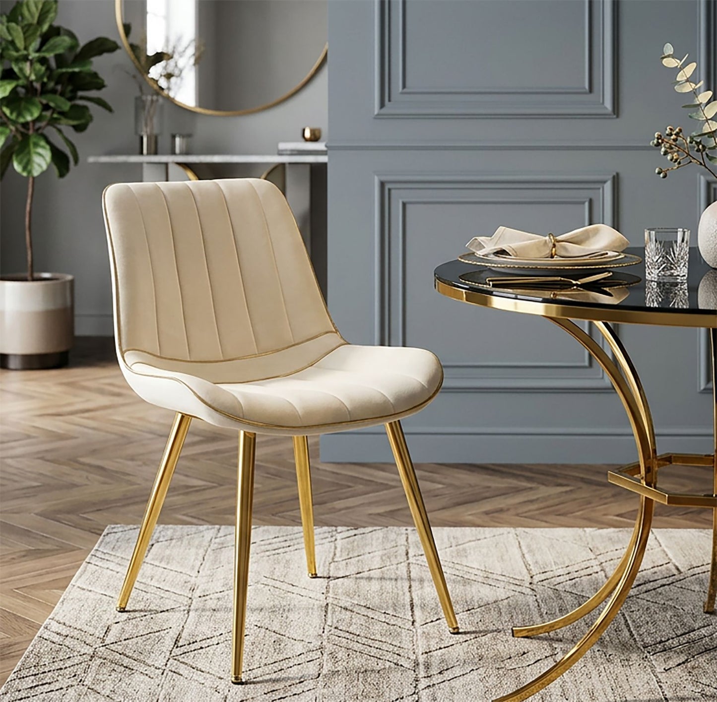 Stoel Paris Crema/gold Set 2 Pz 51×59×79 cm