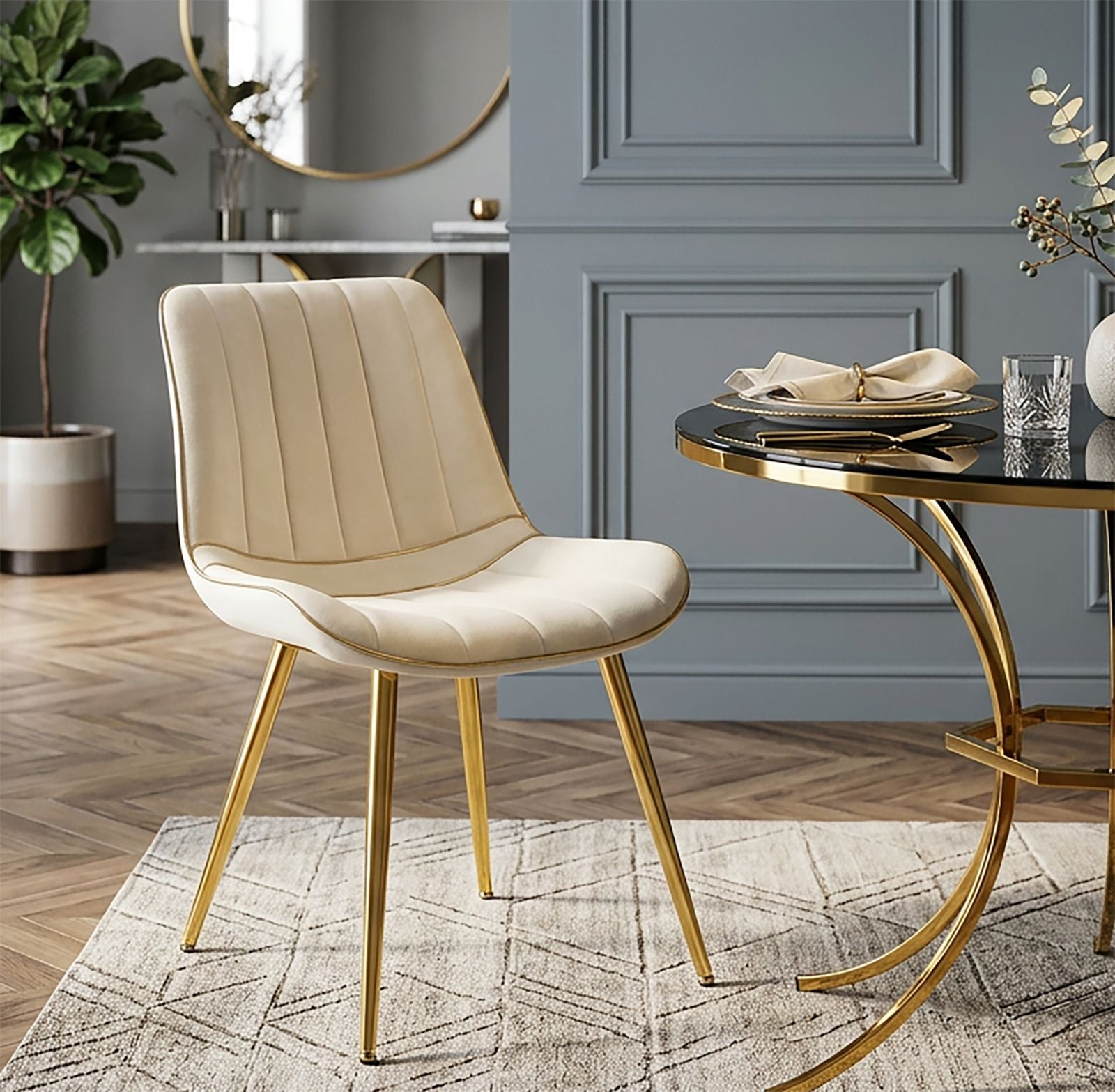 Stoel Paris Crema/gold Set 2 Pz 51×59×79 cm