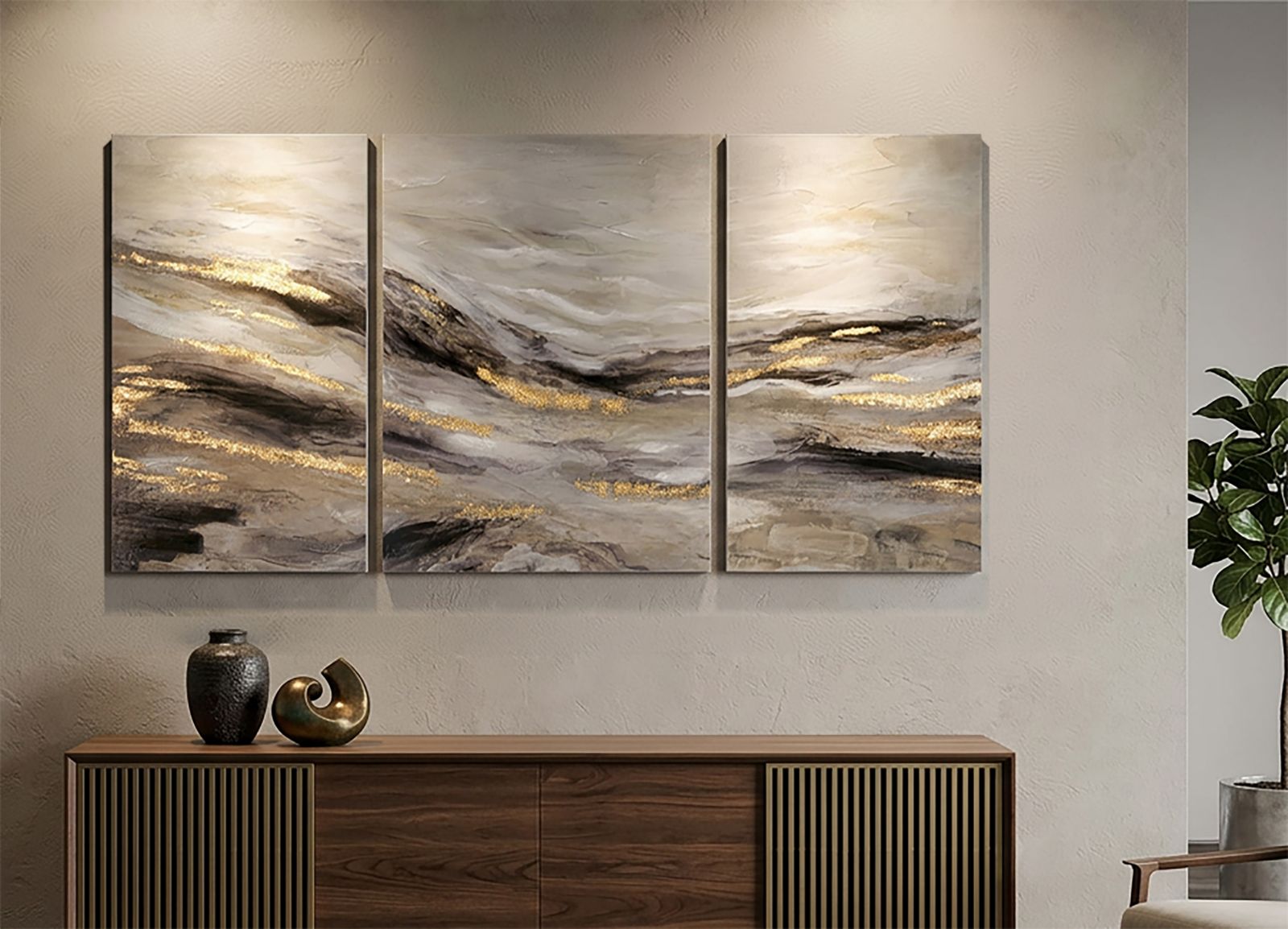Schilderij Monty Set 3 Pz 45×2,7×80 cm
