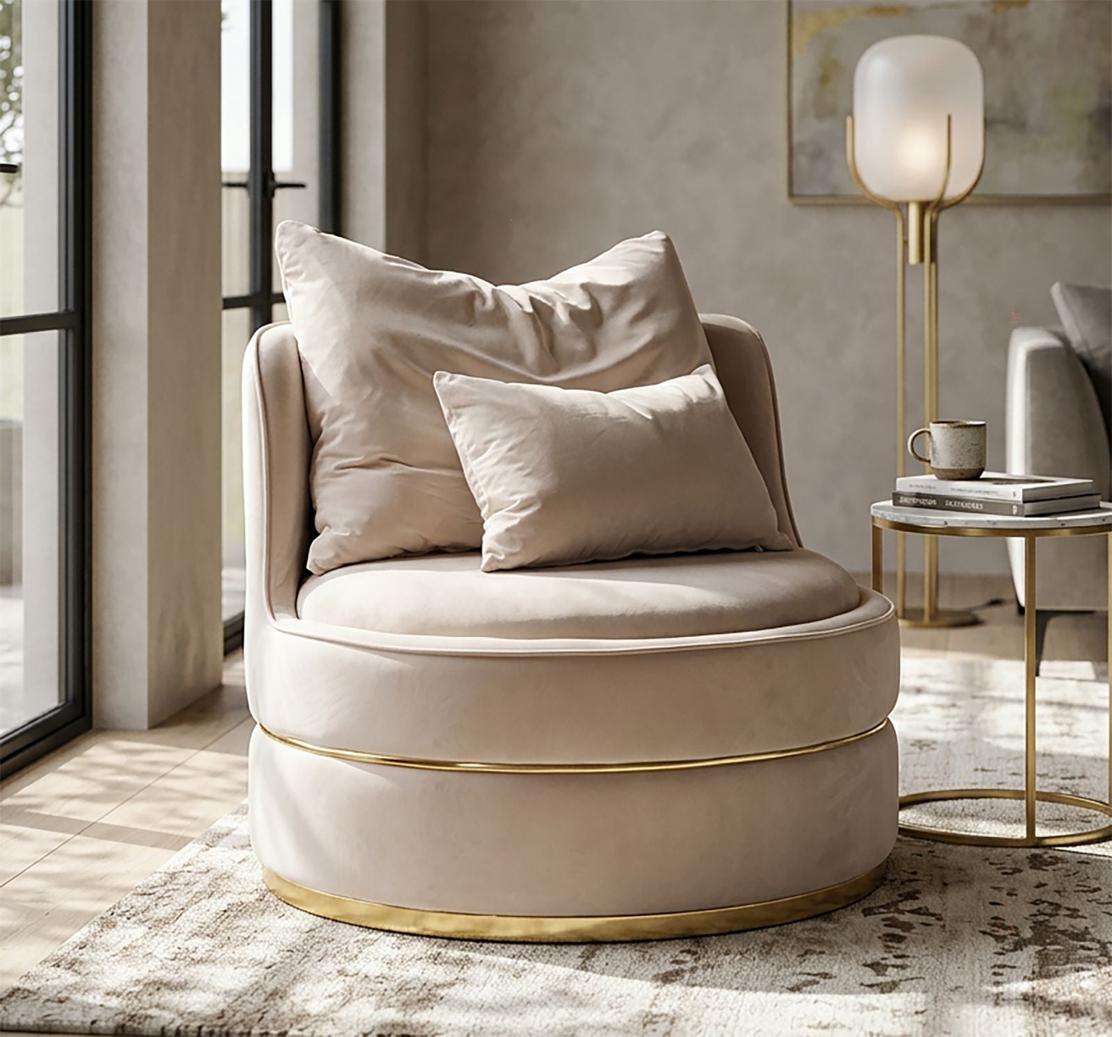 Fauteuil Paris Space Crema/gold Ø 84×72 cm